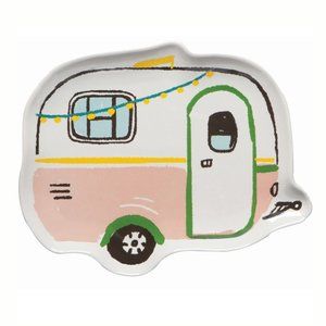 Danica Jubilee Happy Camper Shaped Ceramic Dish Retro Pink Vintage RV